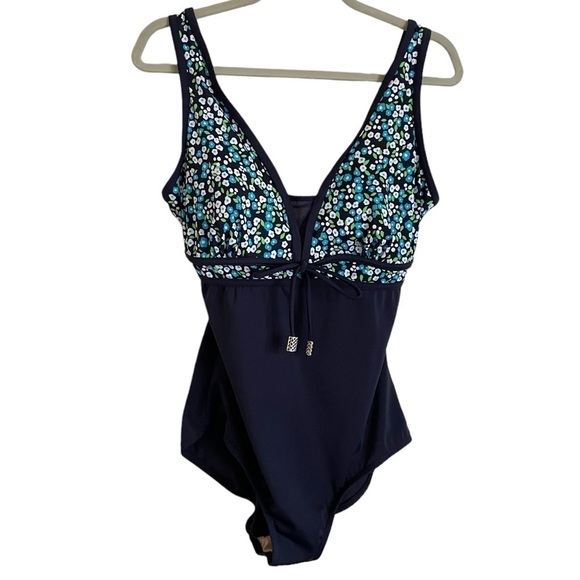 Swim365 One Piece Swimsuit 16 Navy Blue Floral - Picture 1 of 7